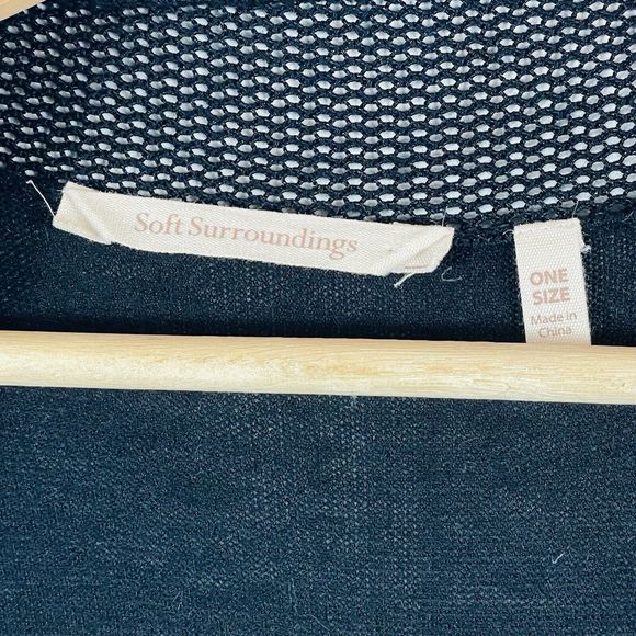 Soft Surroundings Black Mesh Knit Open Cardigan Sweater Vest Womens One Size - Picture 5 of 7